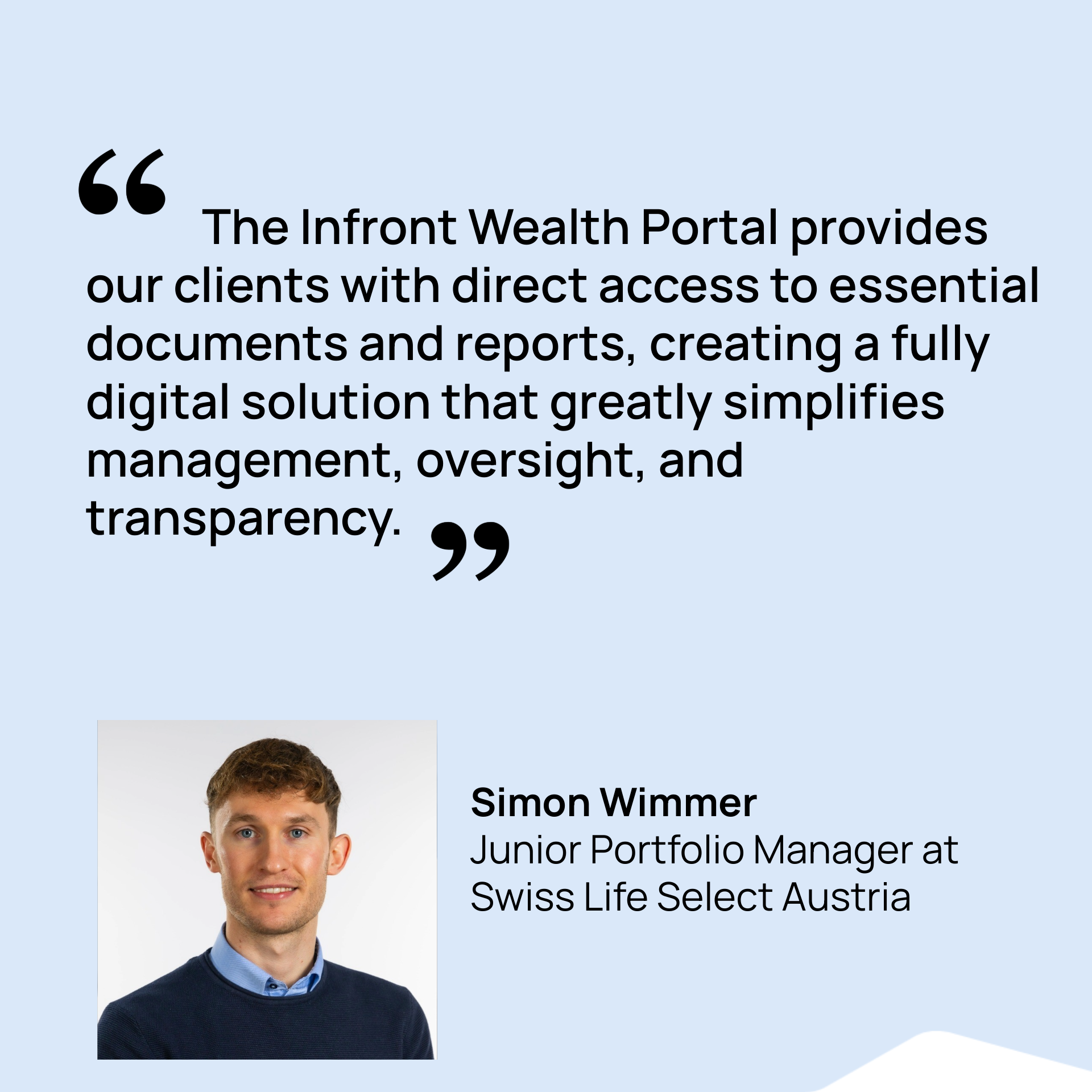 Infront WealthTech solutions | Clients testimonials | Swiss Life