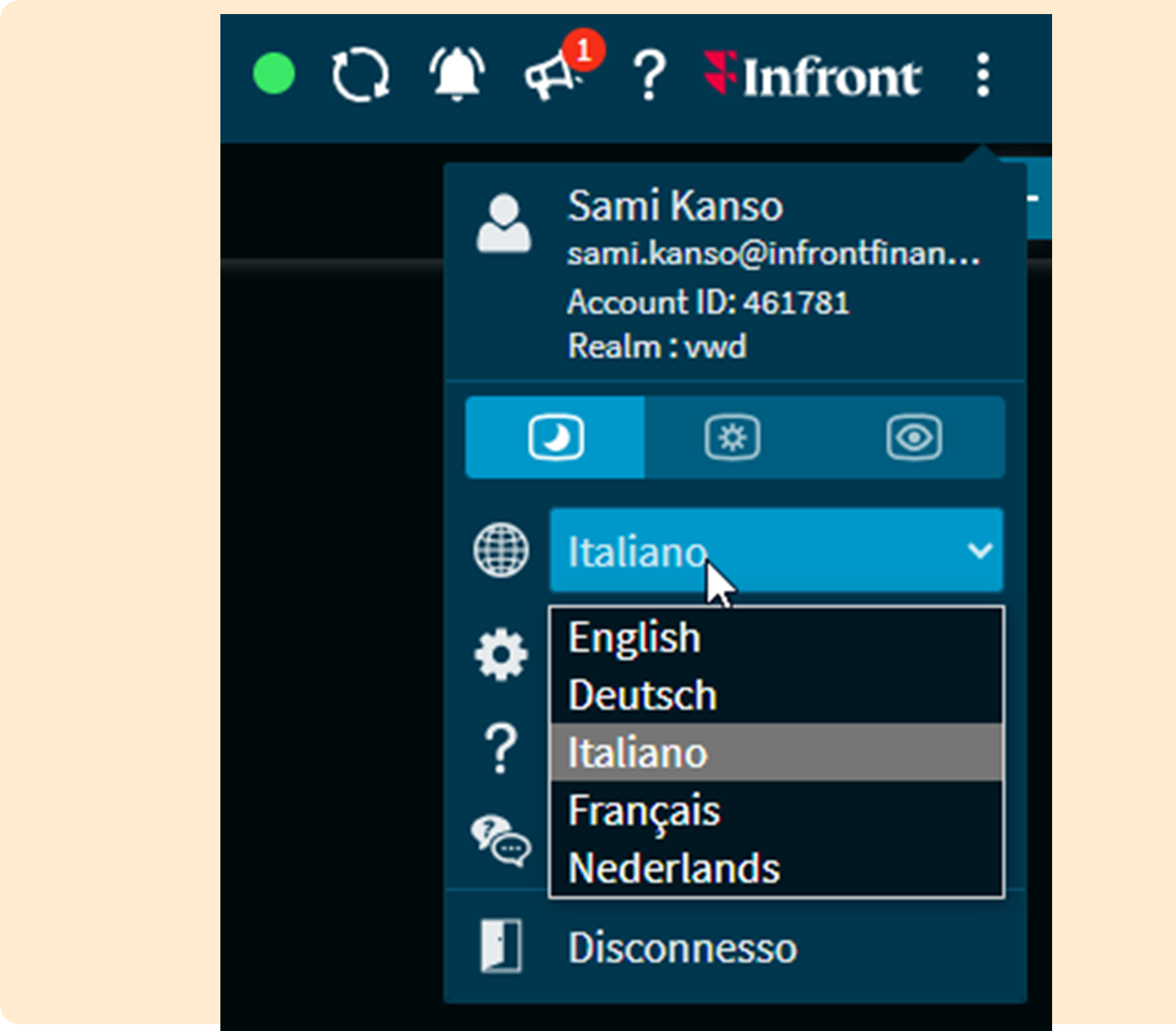 Infront data display dashboard